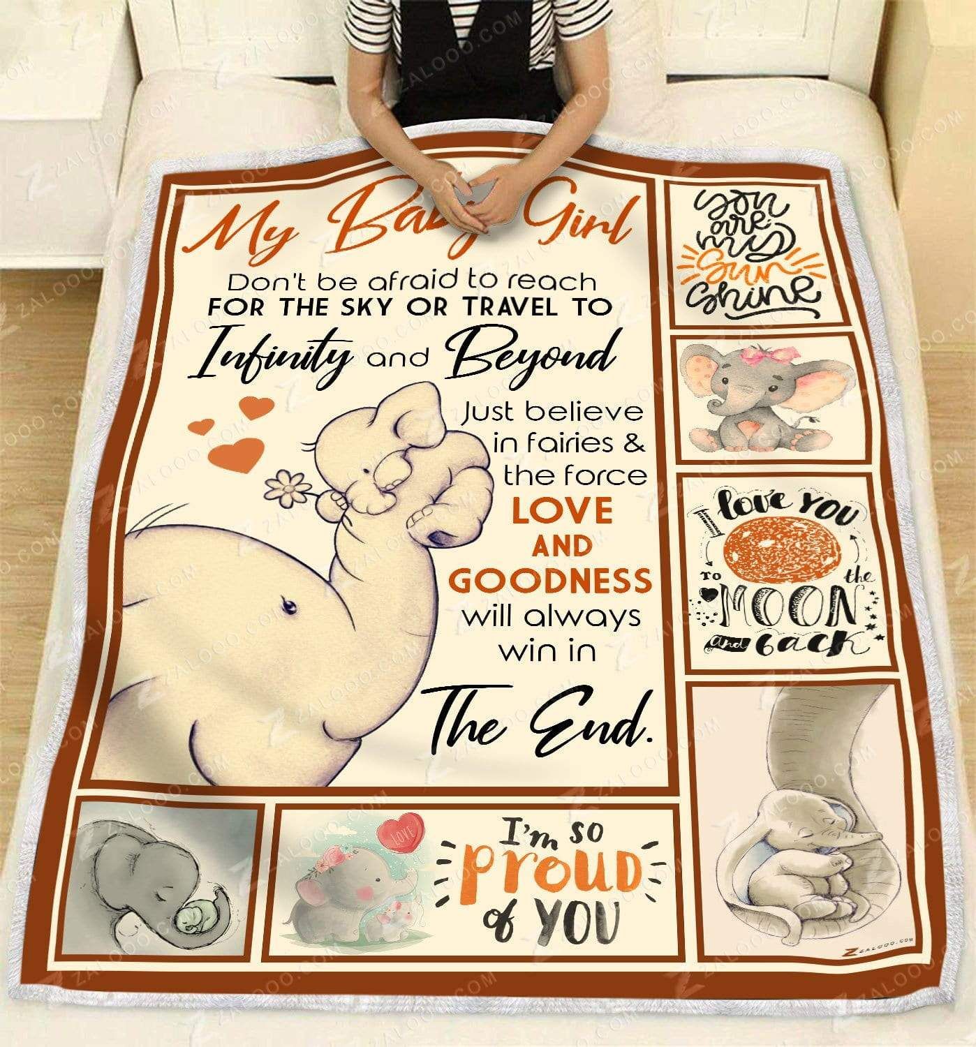 Elephant My Baby Girl Infinity And Beyond Sherpa Fleece Blanket