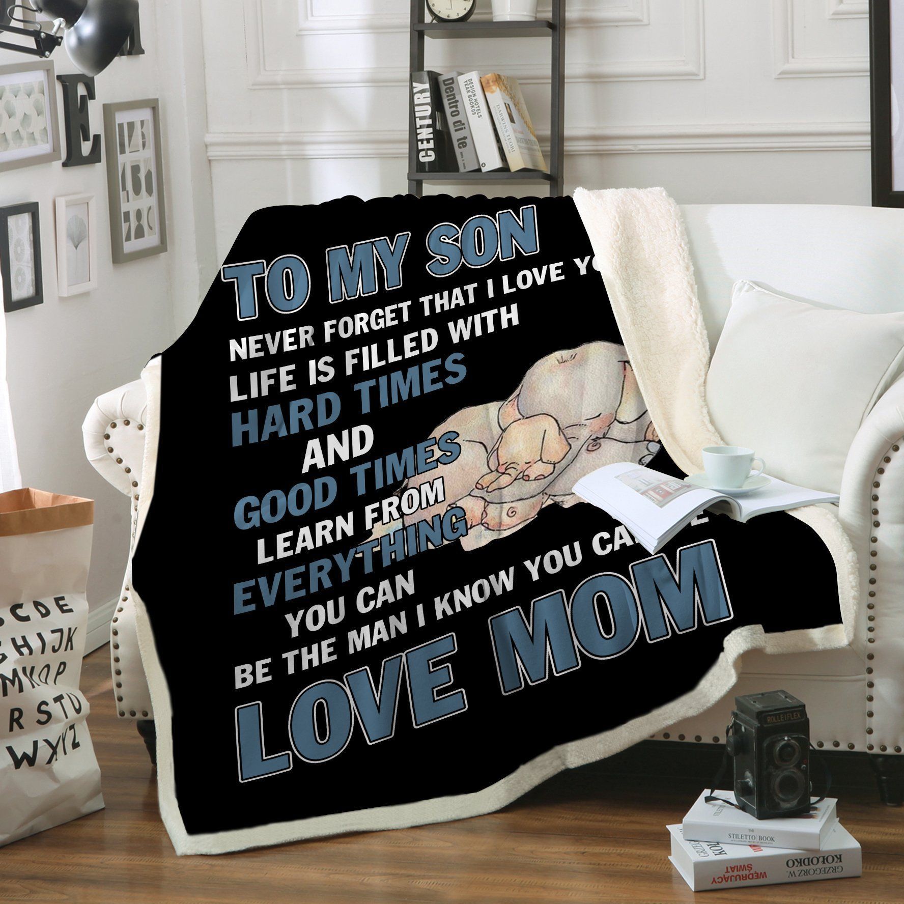 Elephant Never Forget Sherpa Fleece Blanket