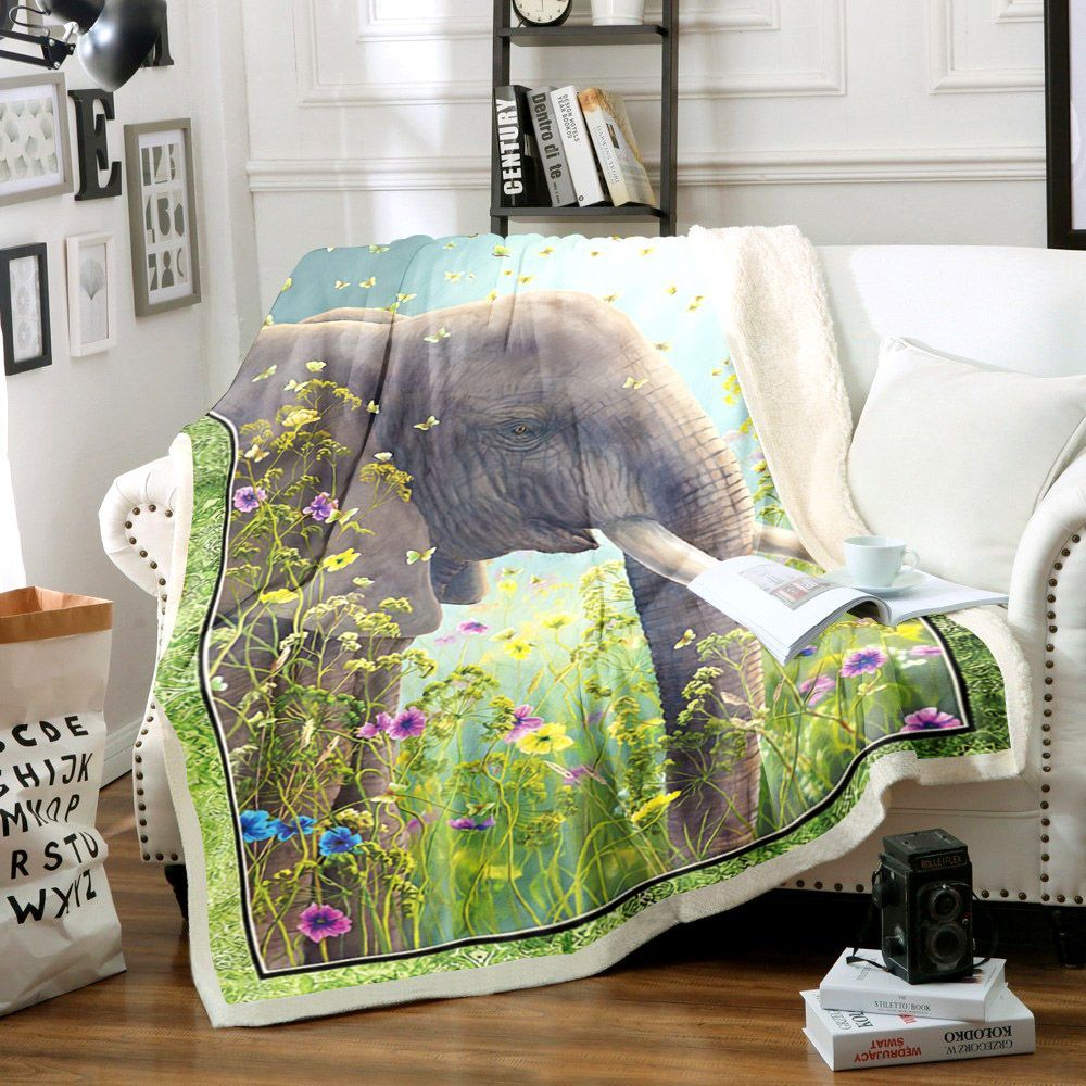 Elephant Sherpa Fleece Blanket