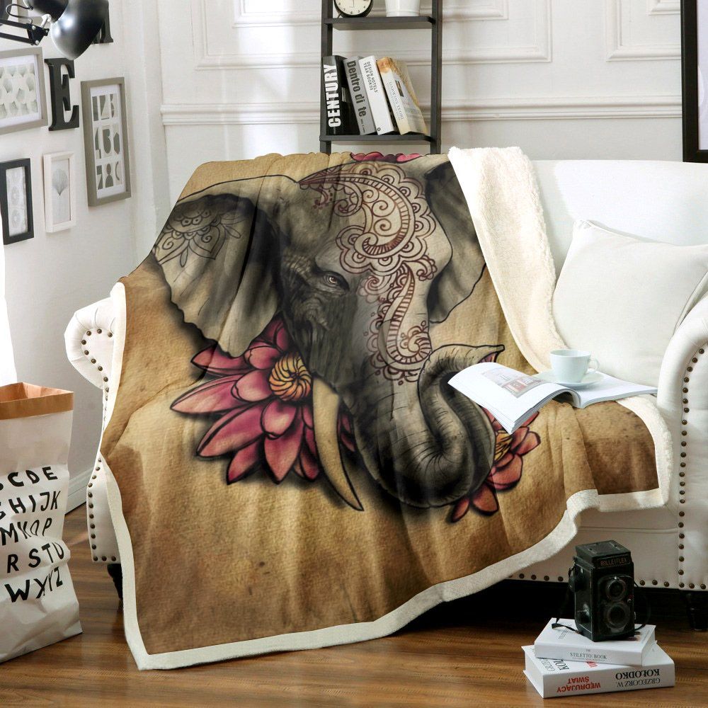 Elephant Sherpa Fleece Blanket