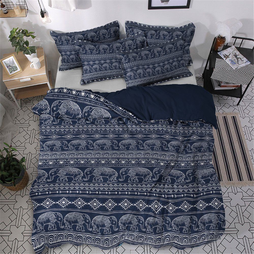 Elephant Cotton Bed Sheets Spread Comforter Bedding Set
