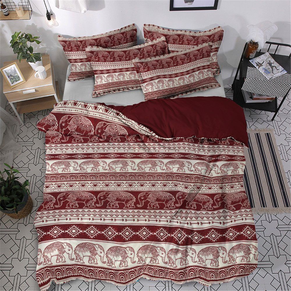 Elephant Cotton Bed Sheets Spread Comforter Bedding Set