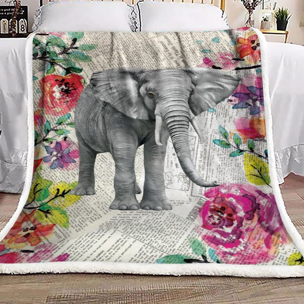 Elephant Sherpa Fleece Blanket