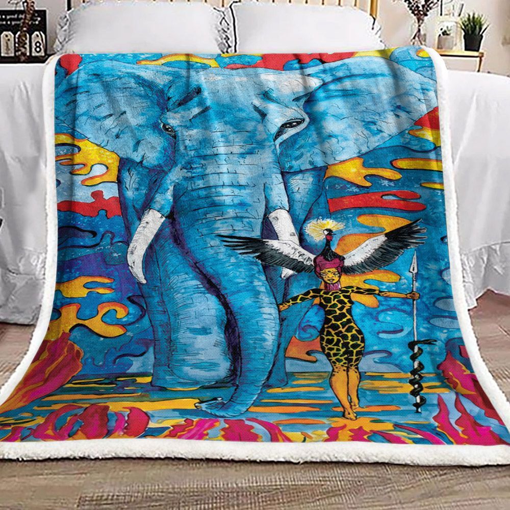 Elephant Sherpa Fleece Blanket