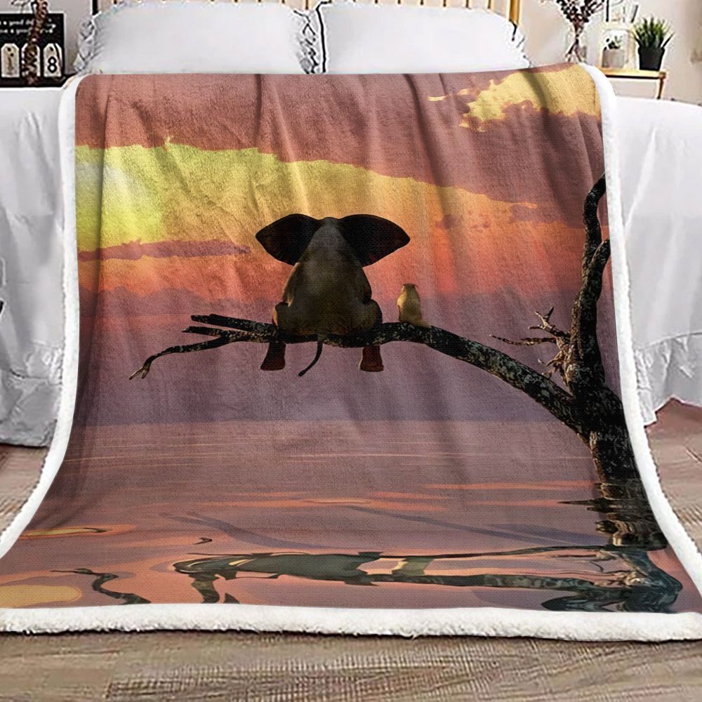 Elephant Sherpa Fleece Blanket