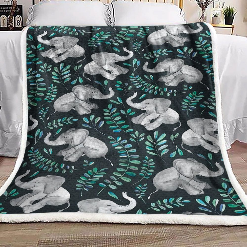 Elephant Sherpa Fleece Blanket