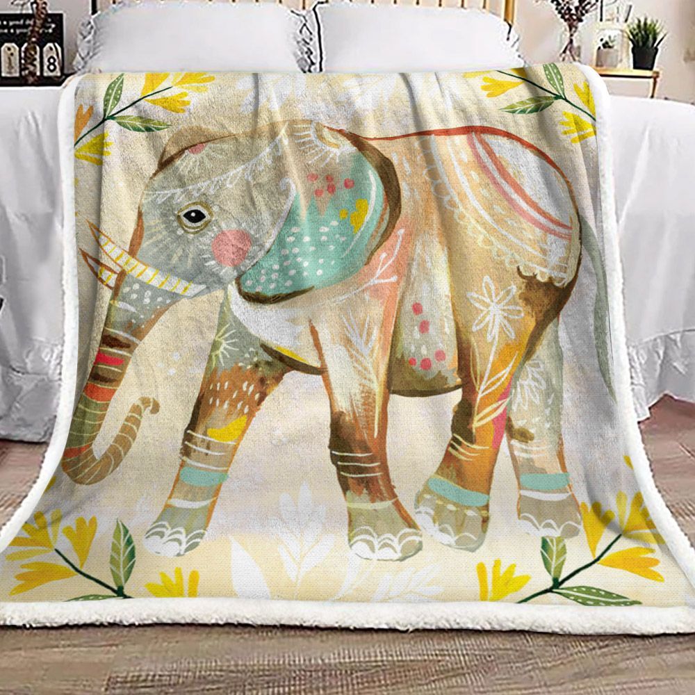 Elephant Sherpa Fleece Blanket