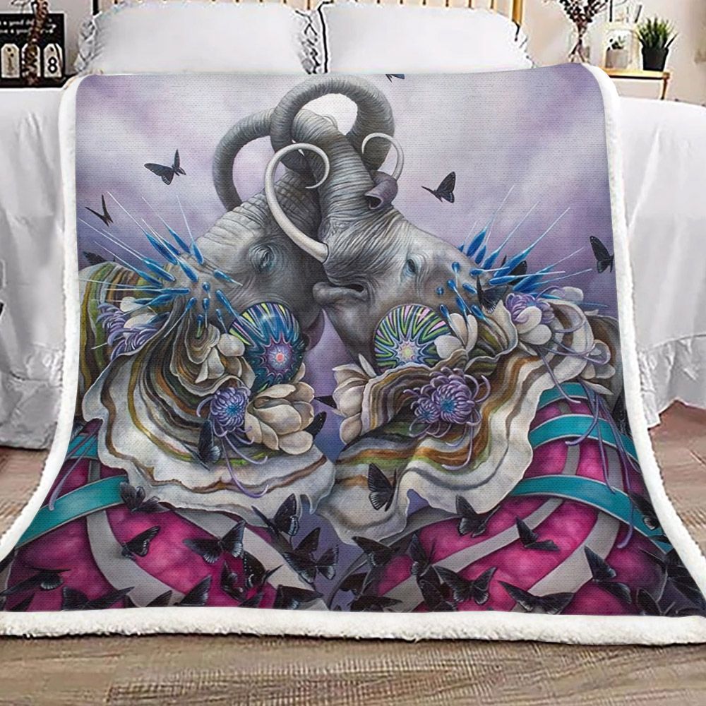 Elephant Sherpa Fleece Blanket
