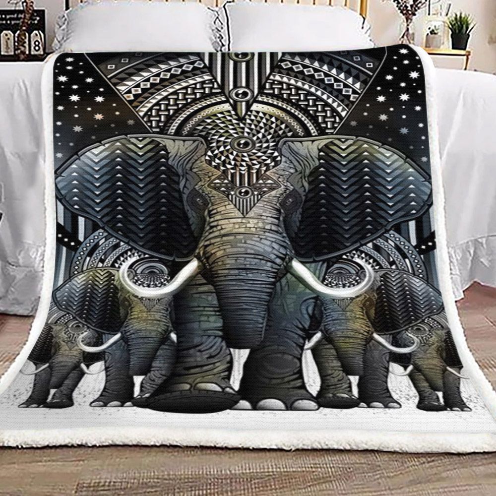 Elephant Sherpa Fleece Blanket
