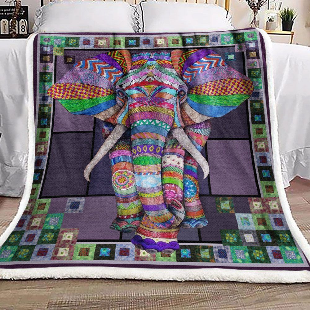 Elephant Sherpa Fleece Blanket