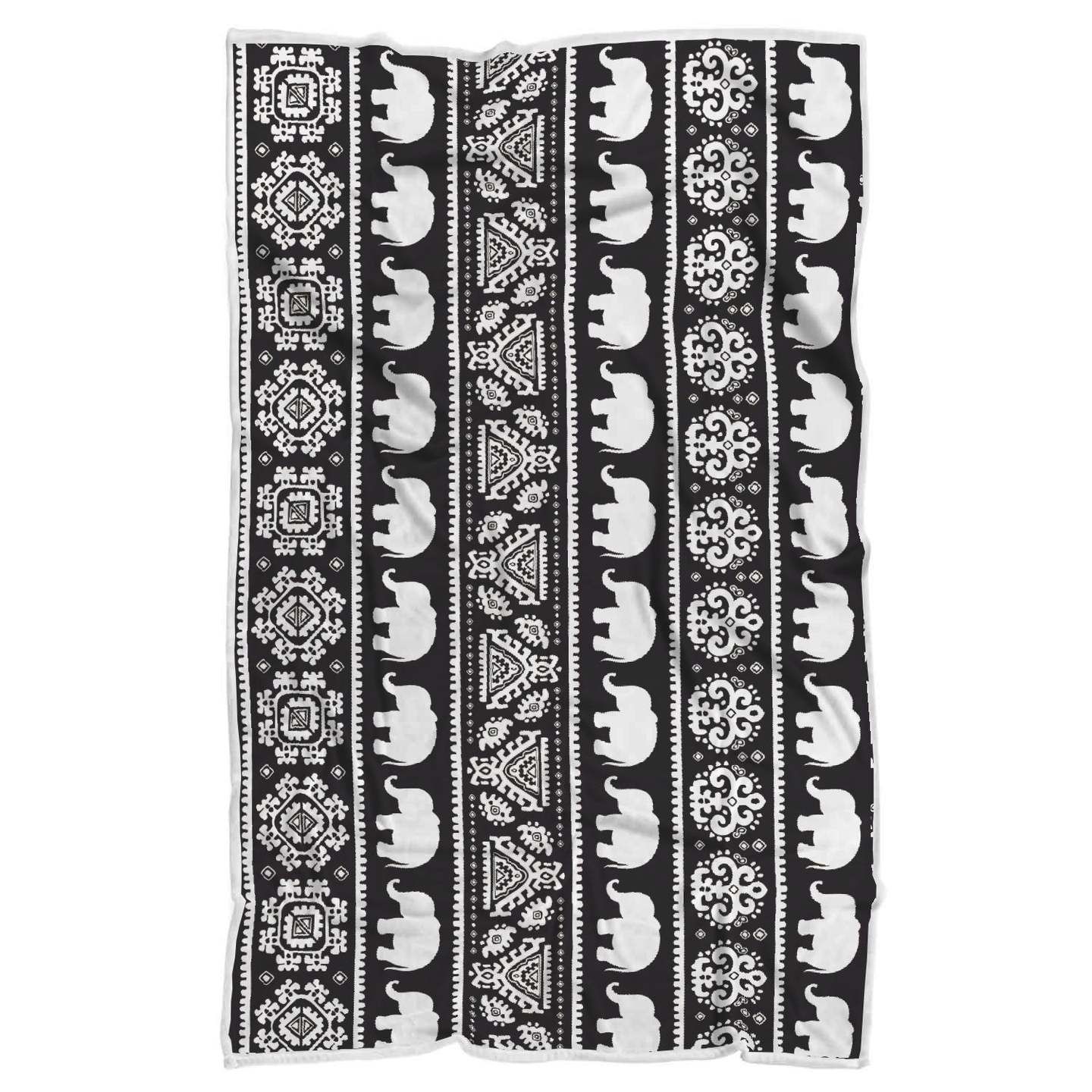 Elephant Pattern Sherpa Fleece Blanket