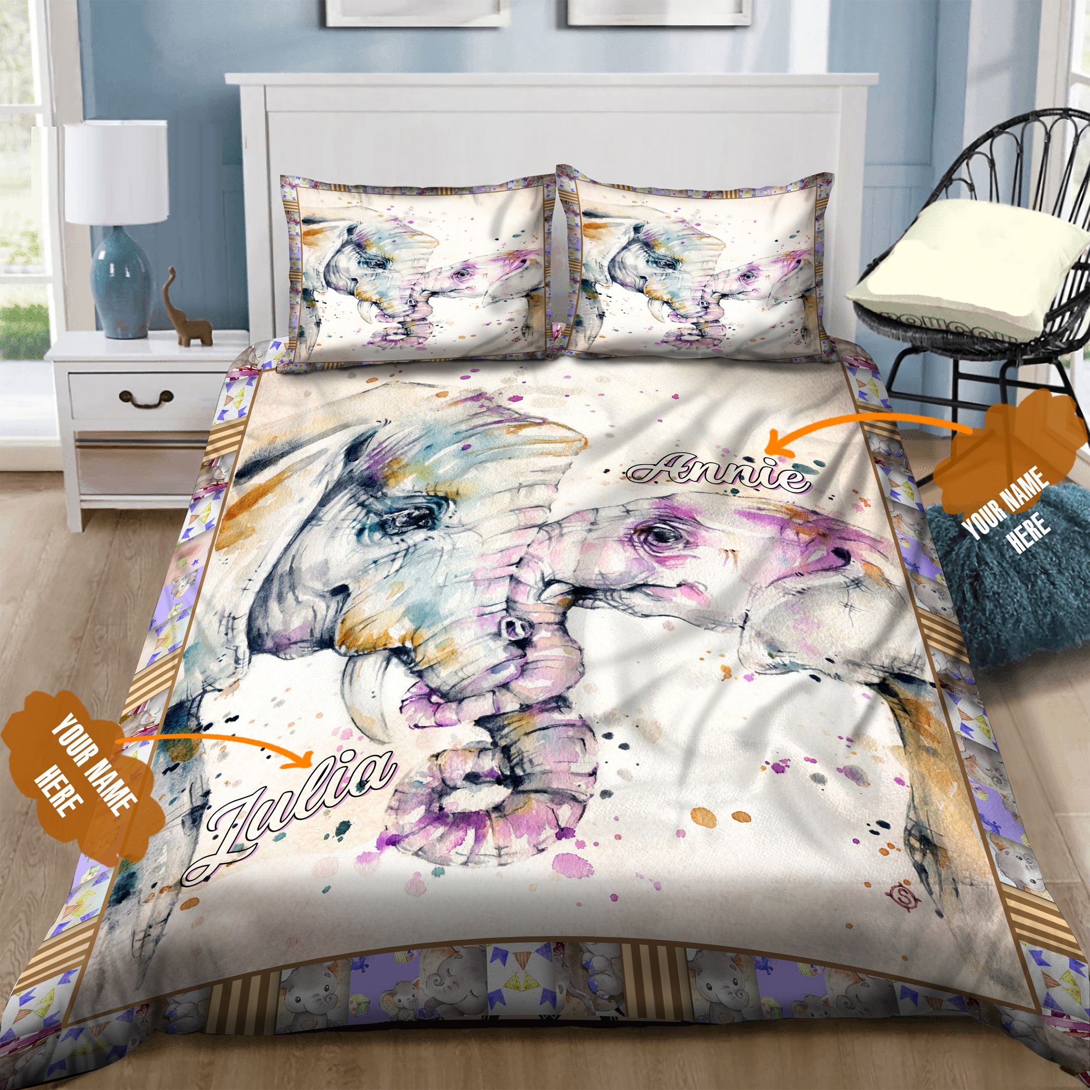 Elephant Personalized Bedding Set