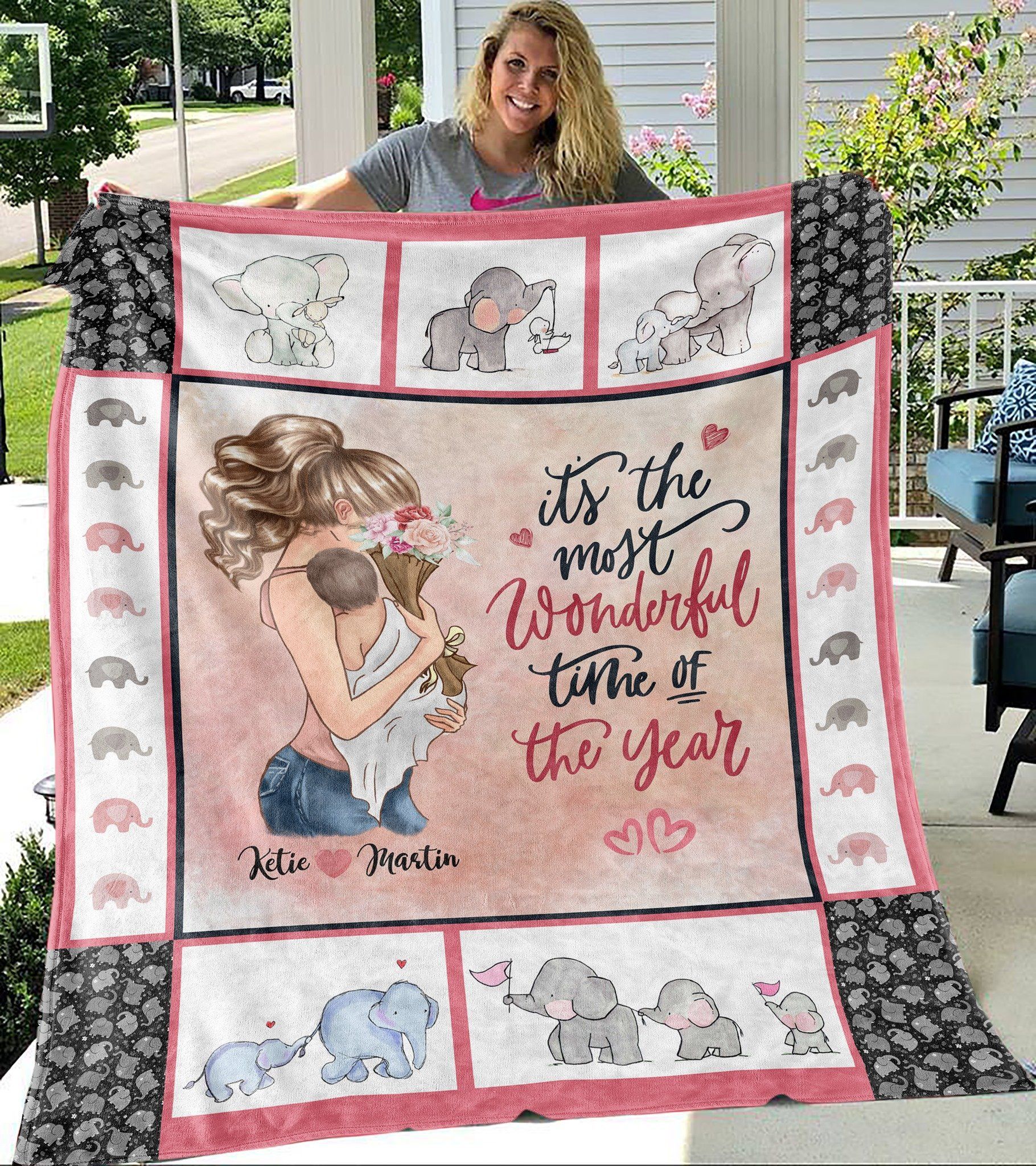 Elephant Personalized Fleece Blanket