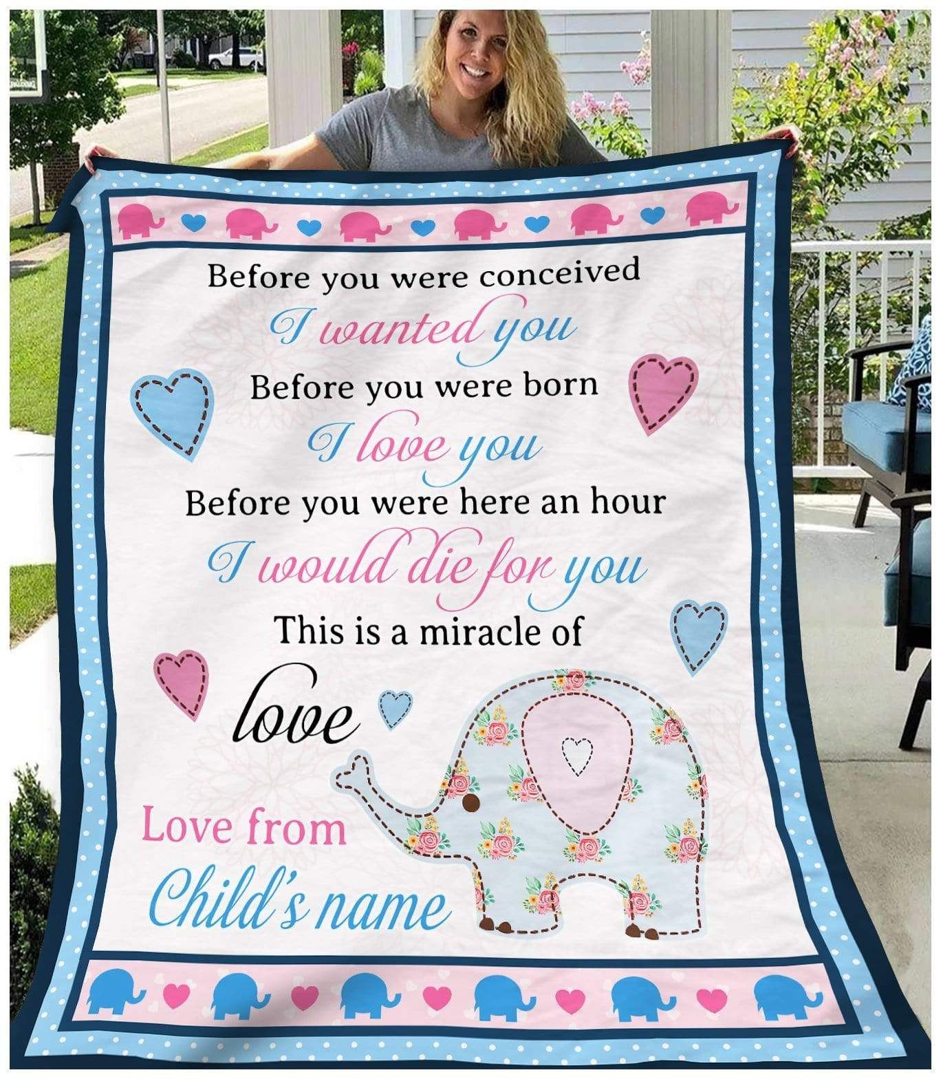 Elephant Personalized Fleece Blanket