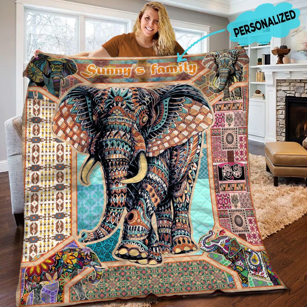 Elephant Personalized Quilt Blanket HHH020628TN