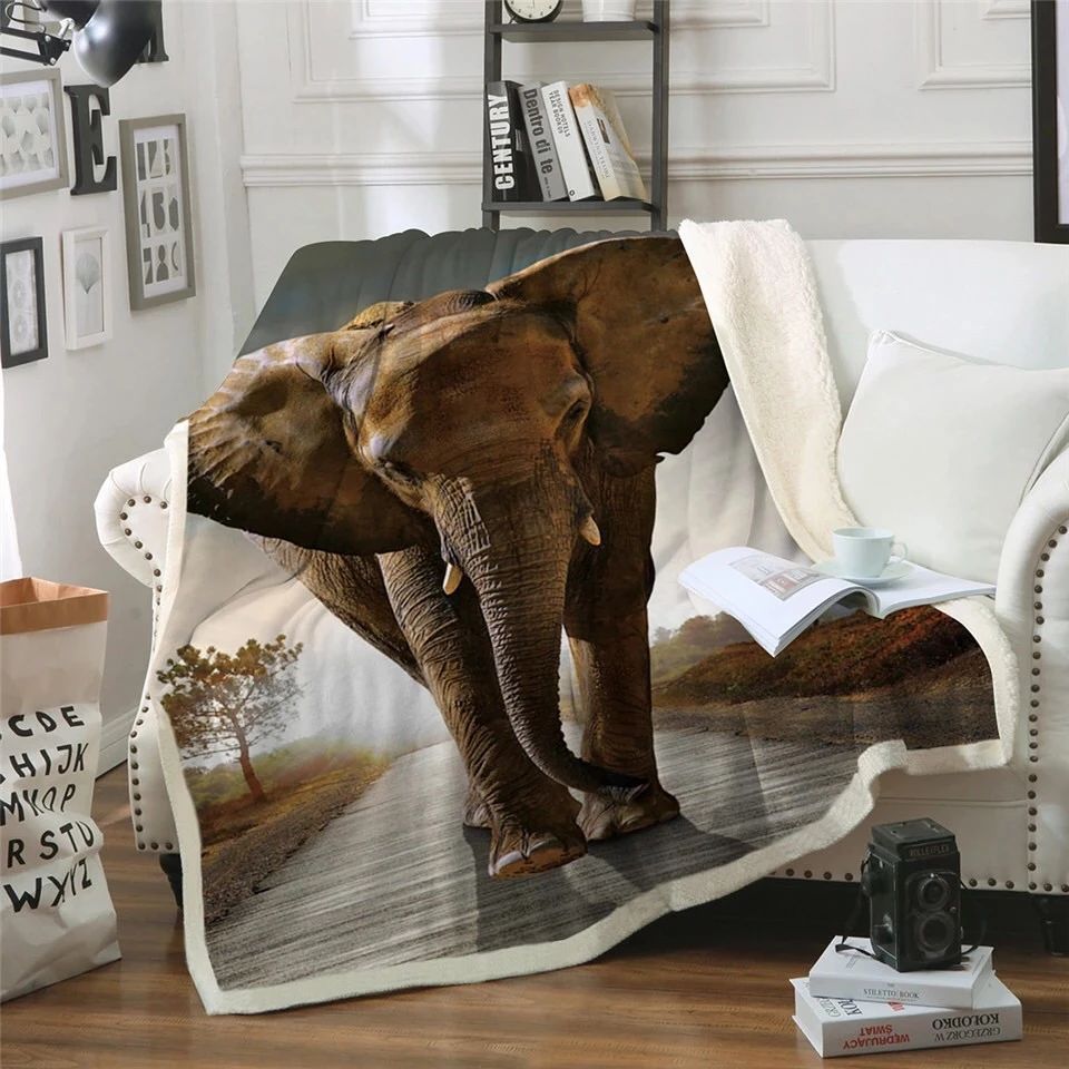 Elephant Photo Sherpa Fleece Blanket