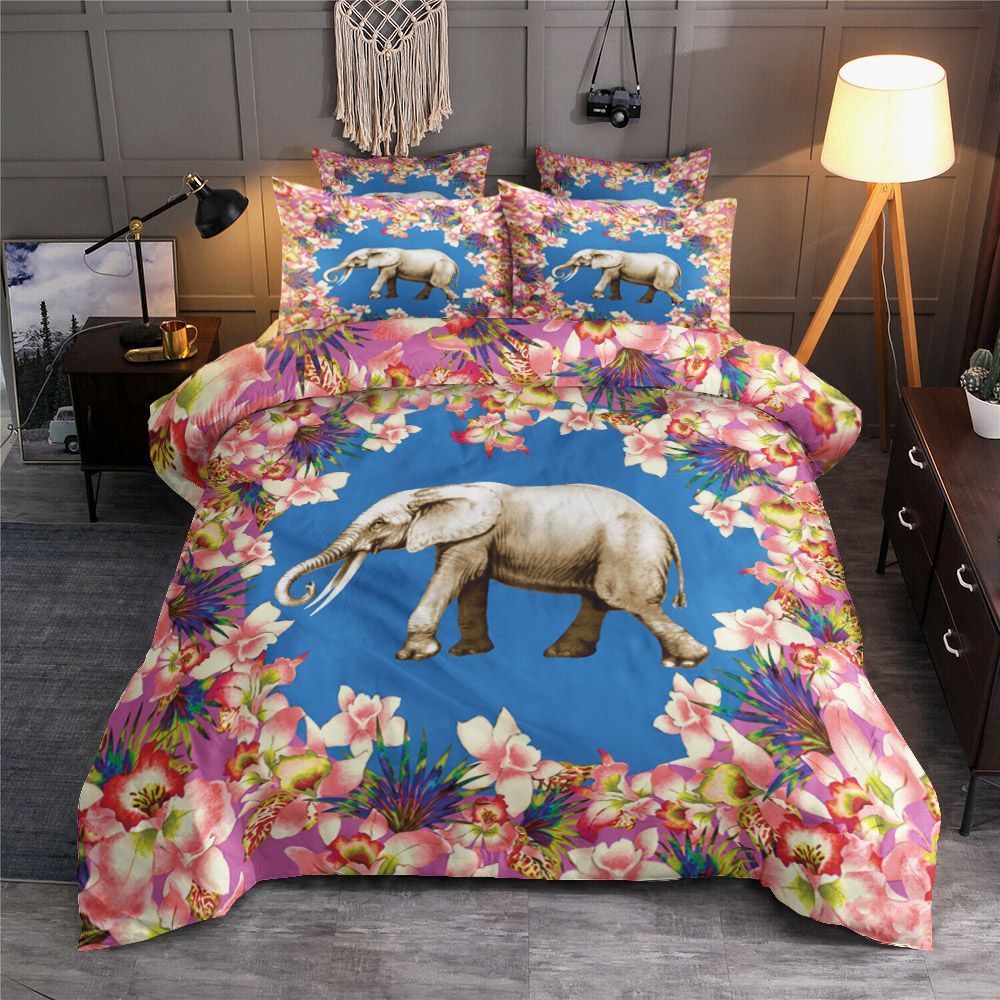 Elephant Pink Flower Bedding Set