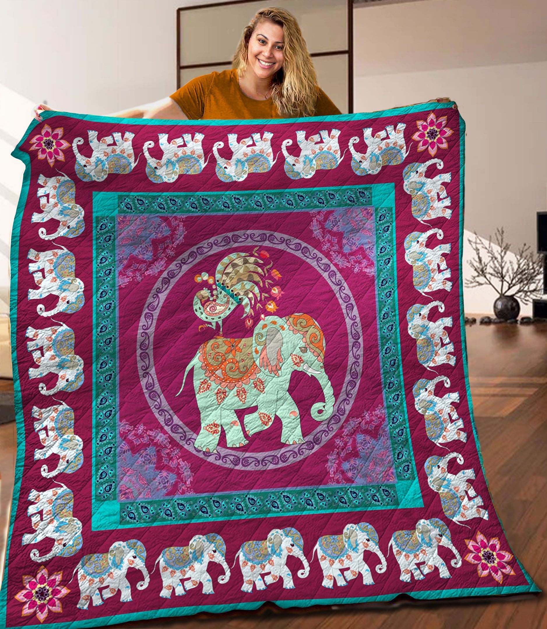 Elephant Quilt Blanket C9B160325PT
