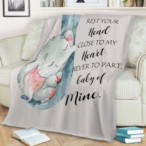 Elephant Rest Your Head Close To My Heart Sherpa Fleece Blanket