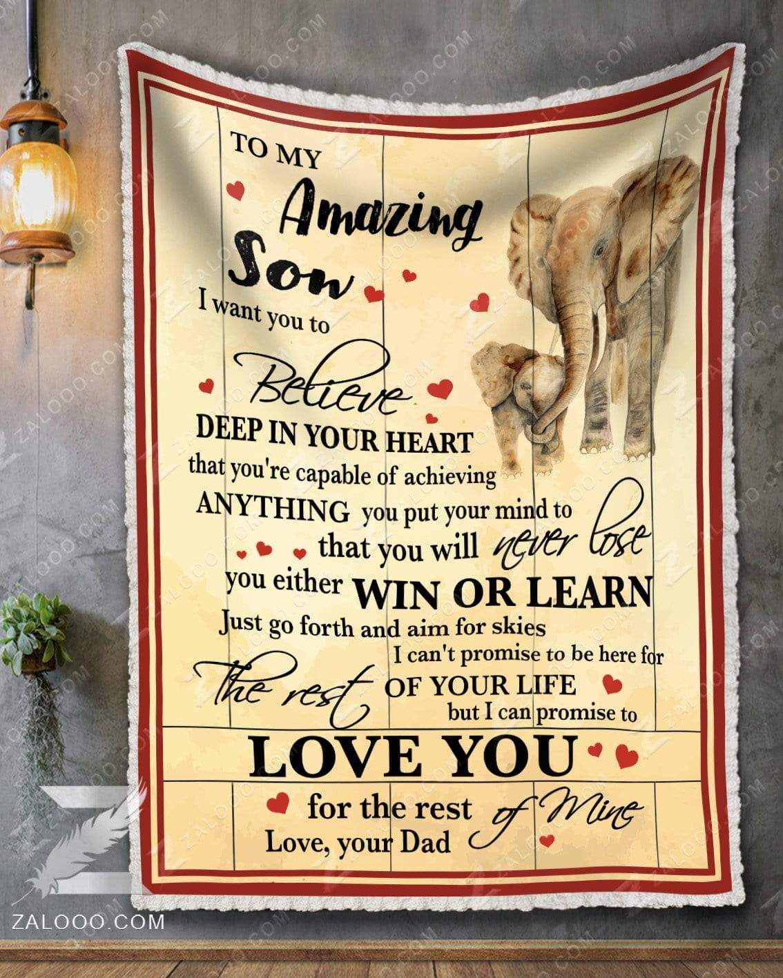 Elephant Son Dad Love You For The Rest Of Mine Sherpa Fleece Blanket