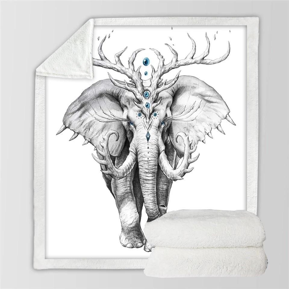 Elephant Soul Sherpa Fleece Blanket