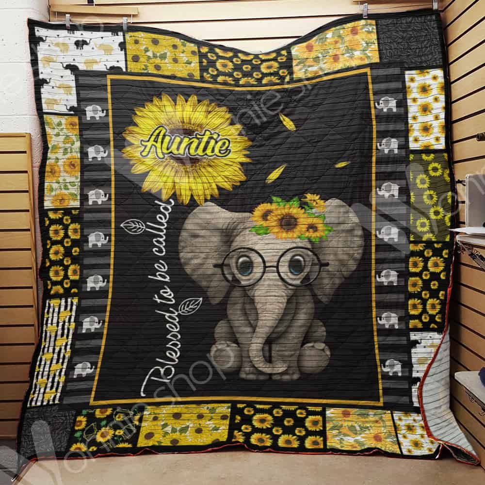 Elephant Sunflower Aunt Quilt Blanket DHC1002724TD