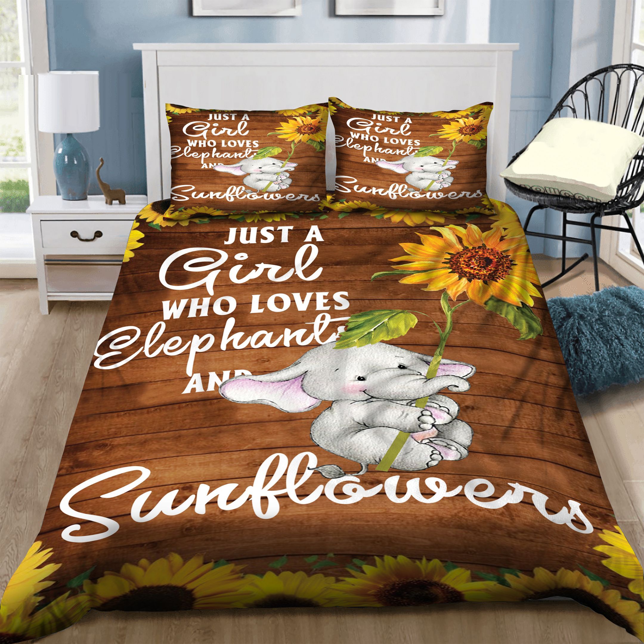 Elephant Sunflower Bedding Set