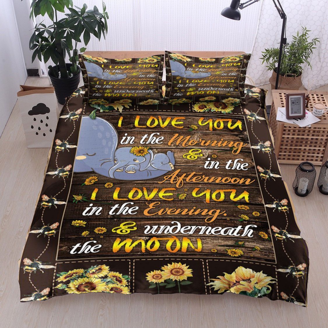 Elephant Sunflower Bedding Set