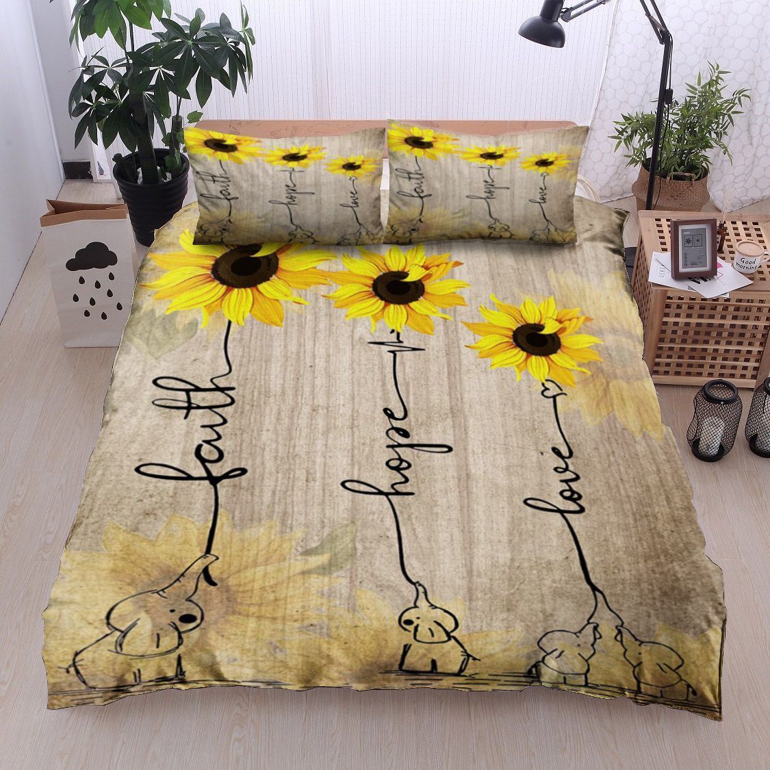 Elephant Sunflower Bedding Set