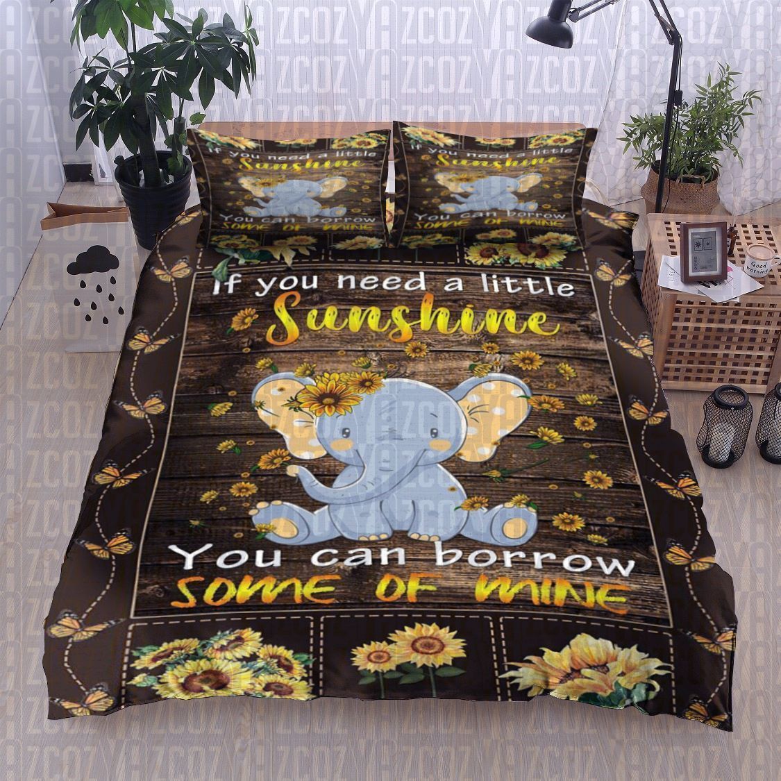 Elephant Sunflower Bedding Set