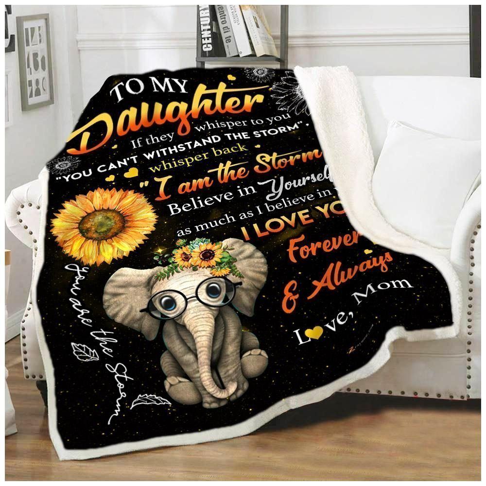 Elephant Sunflower Sherpa Fleece Blanket