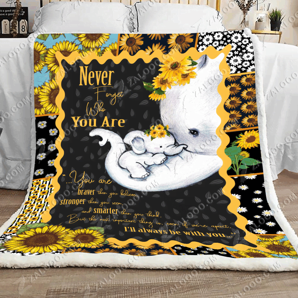 Elephant Sunflower Sherpa Fleece Blanket