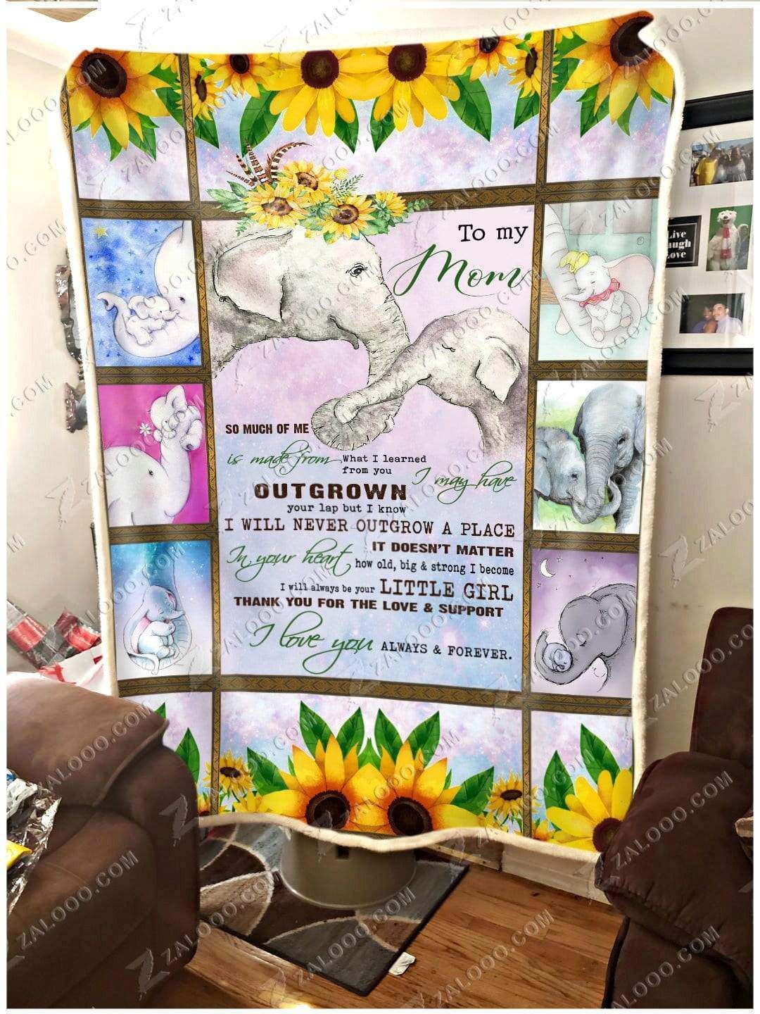 Elephant Sunflower Sherpa Fleece Blanket