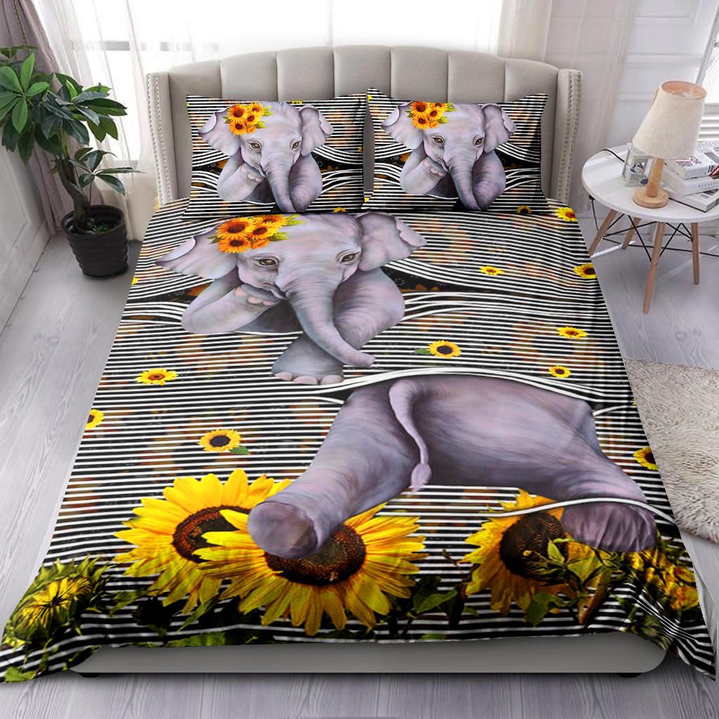 Elephant Sunflower Bedding Set