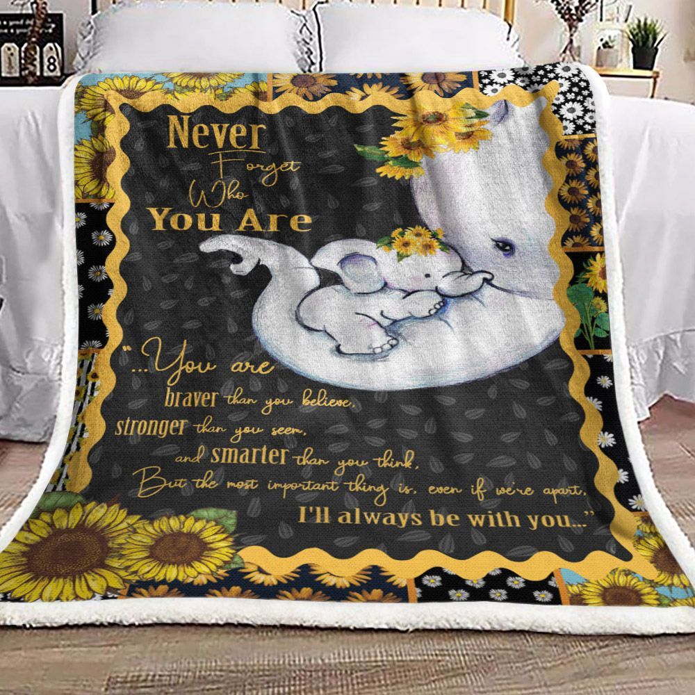 Elephant Sunflower Sherpa Fleece Blanket