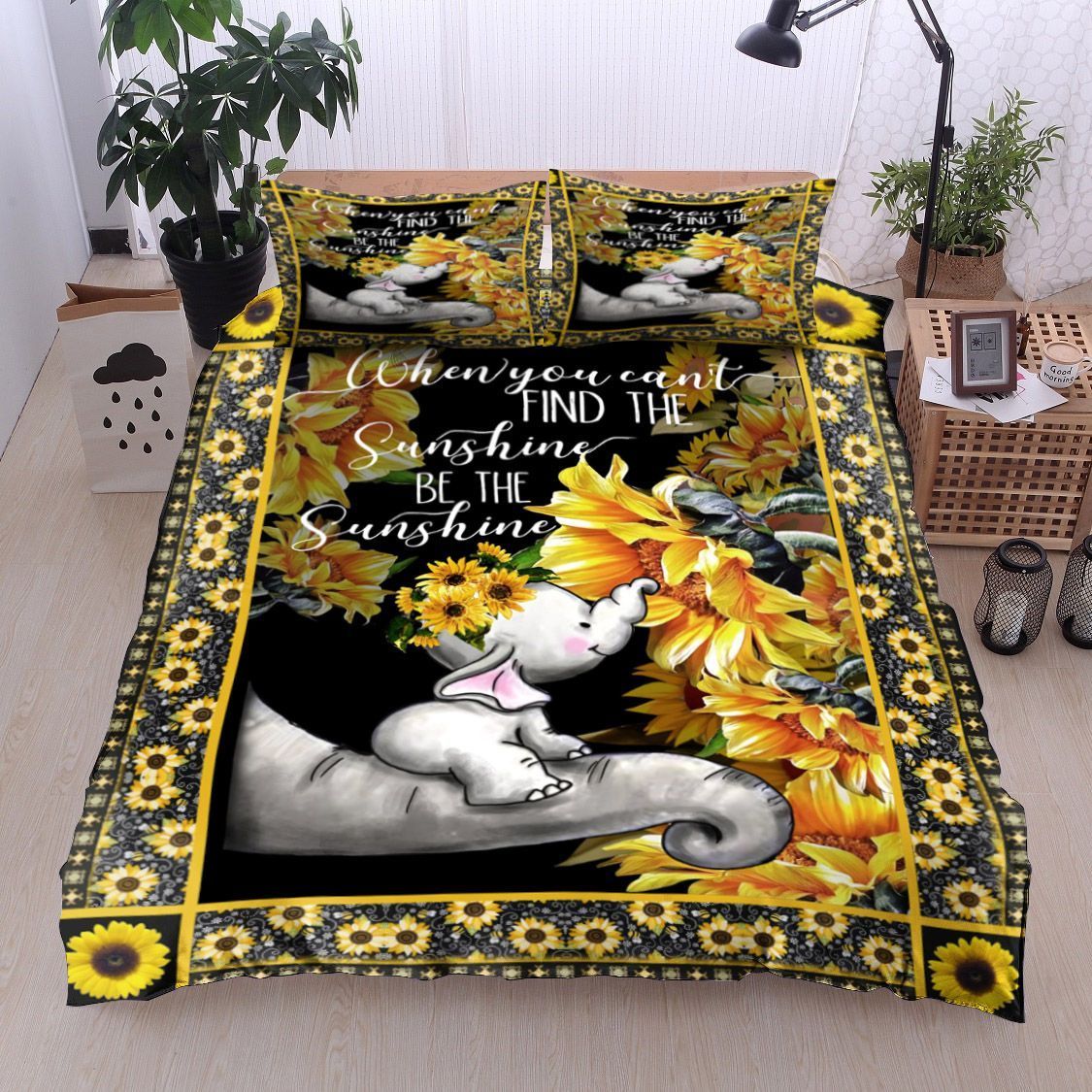 Elephant Sunflower Bedding Set