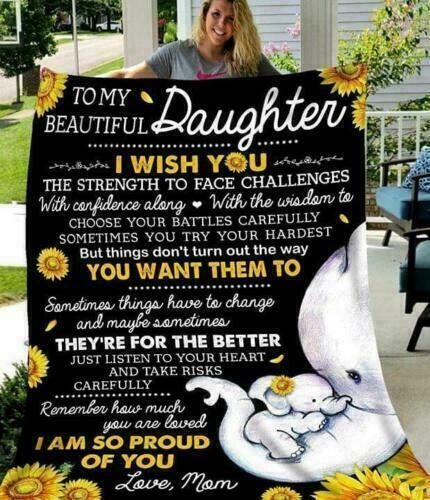 Elephant Sunflower To My Daughter Sherpa Fleece Blanket