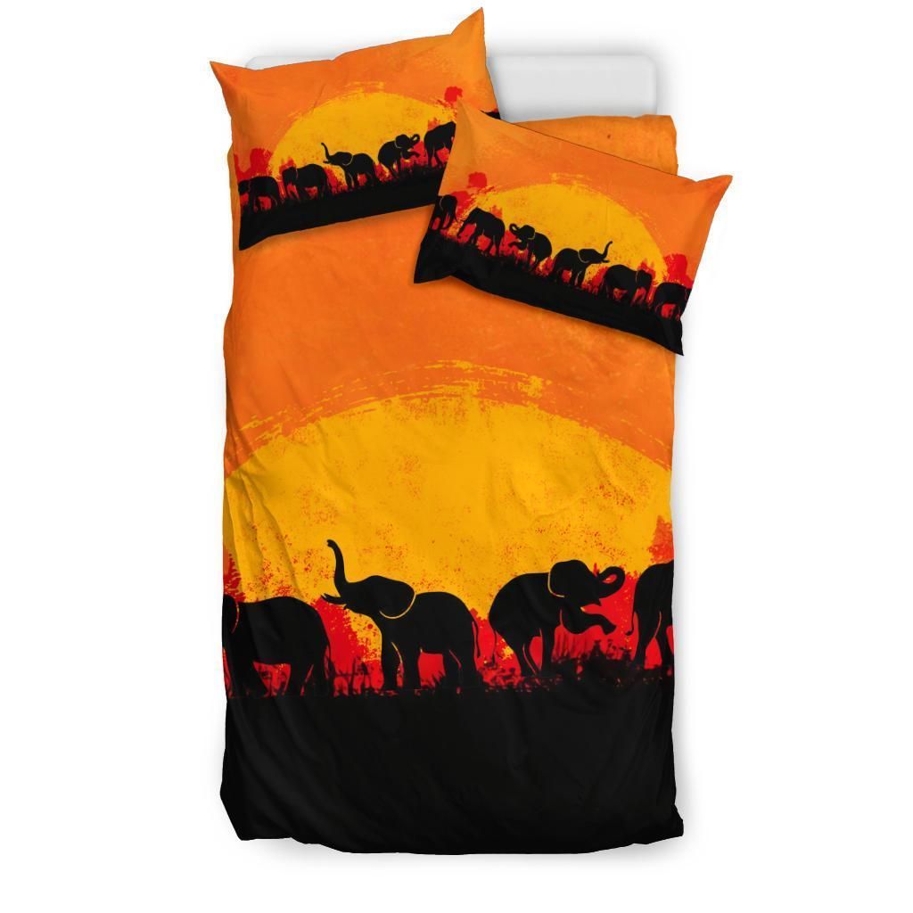 Elephant Sunrise Painting Art Bedding Set
