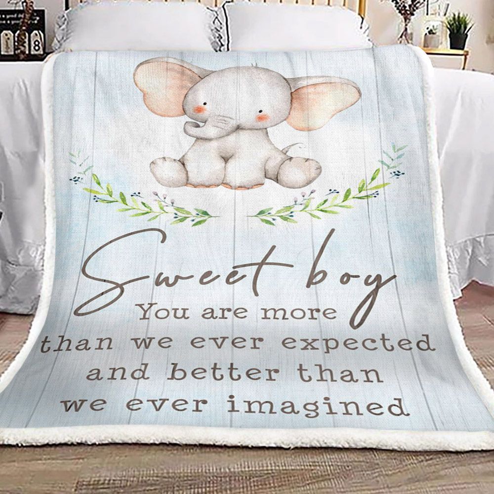 Elephant Sweet Boy Sherpa Fleece Blanket