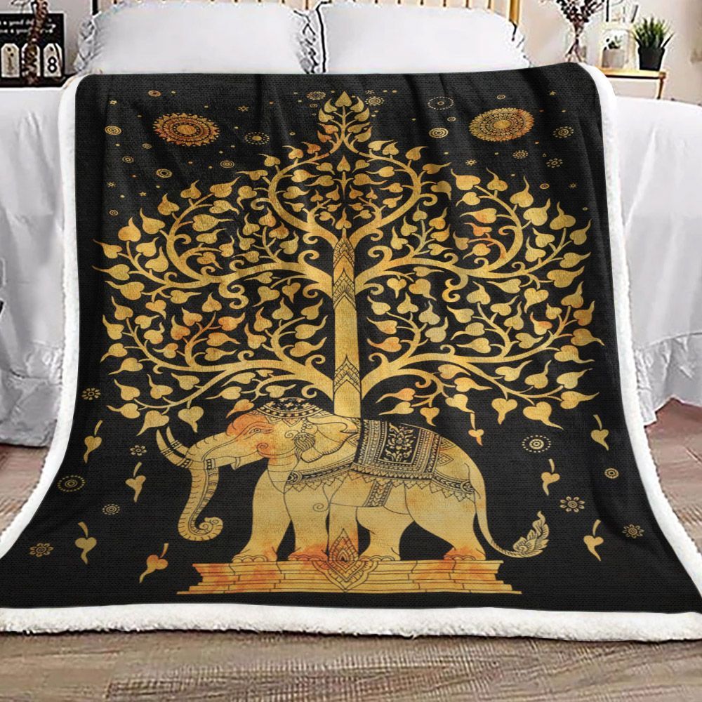 Elephant Tapestry Sherpa Fleece Blanket