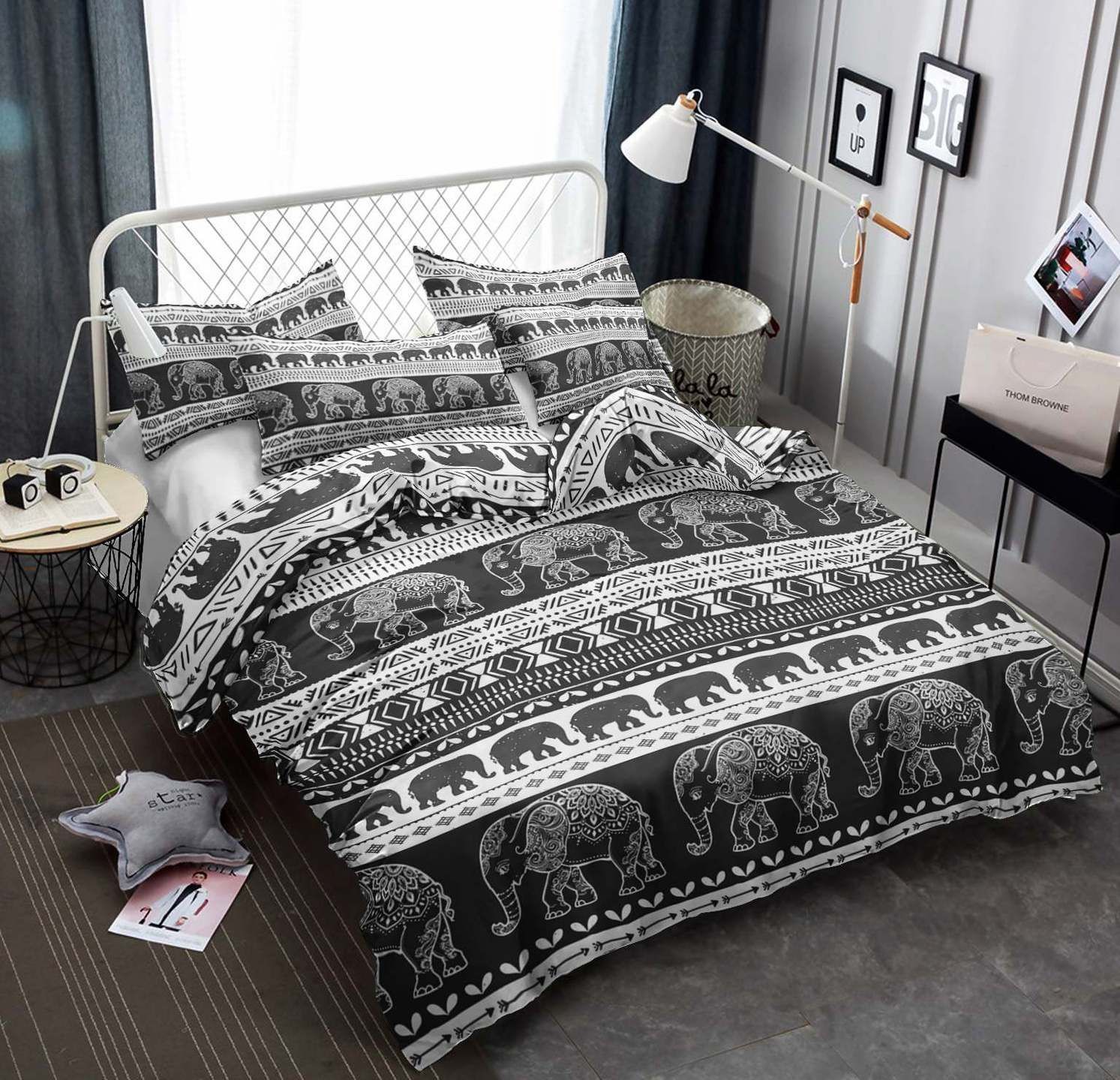 Elephant Cotton Bed Sheets Spread Comforter Bedding Set
