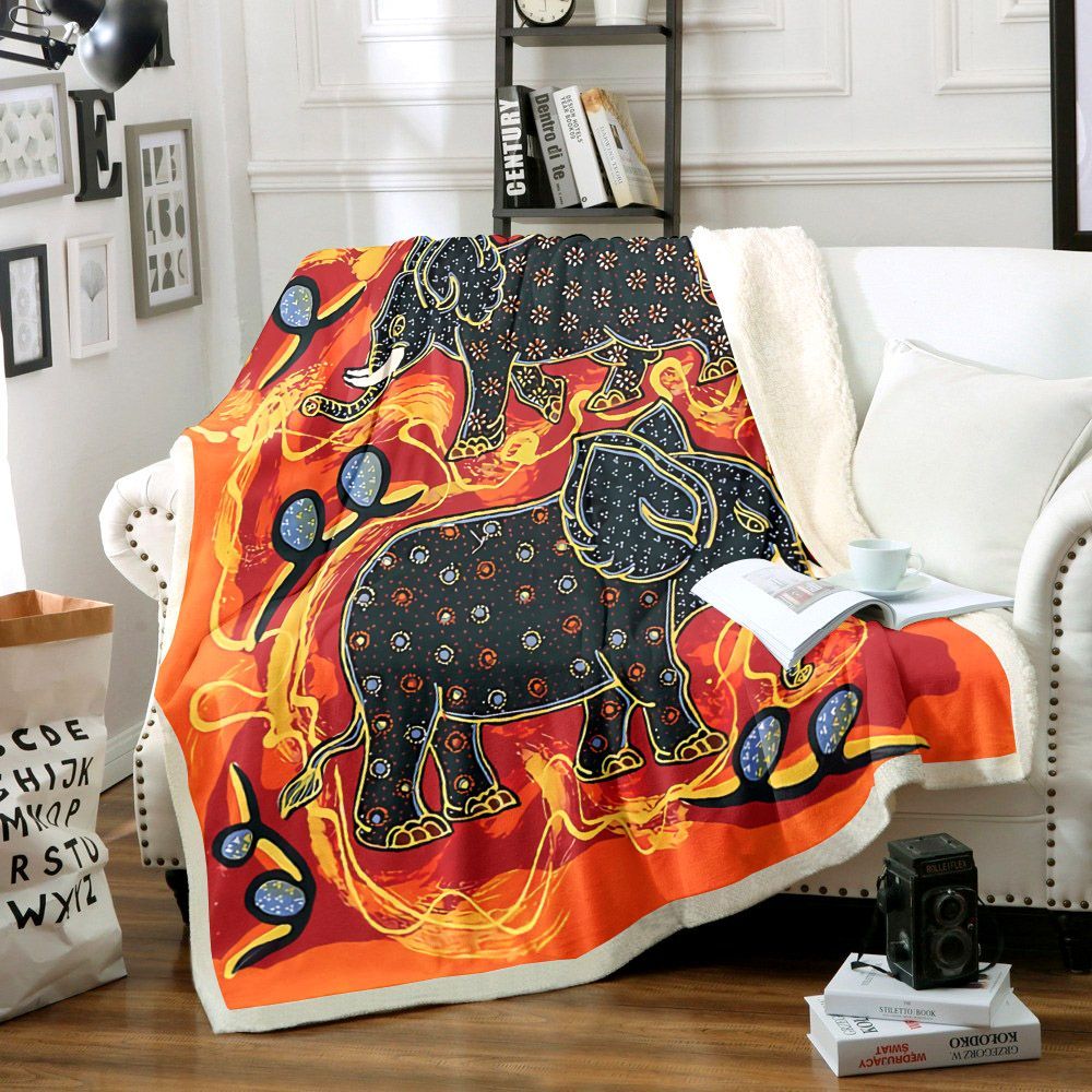 Elephant Sherpa Fleece Blanket