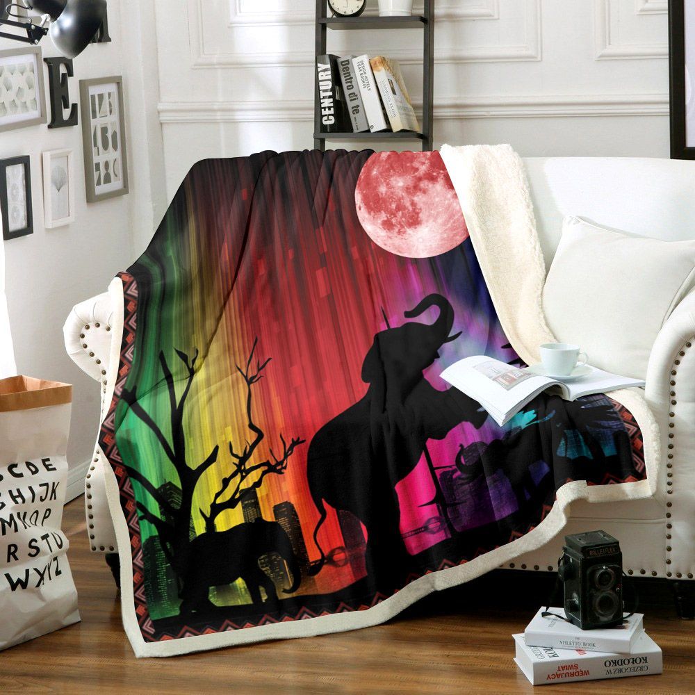 Elephant Sherpa Fleece Blanket