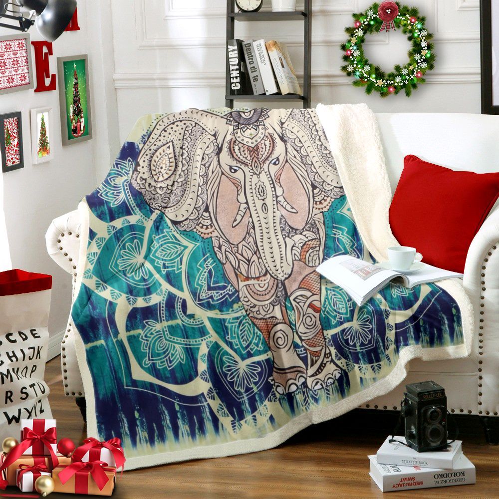 Elephant Sherpa Fleece Blanket