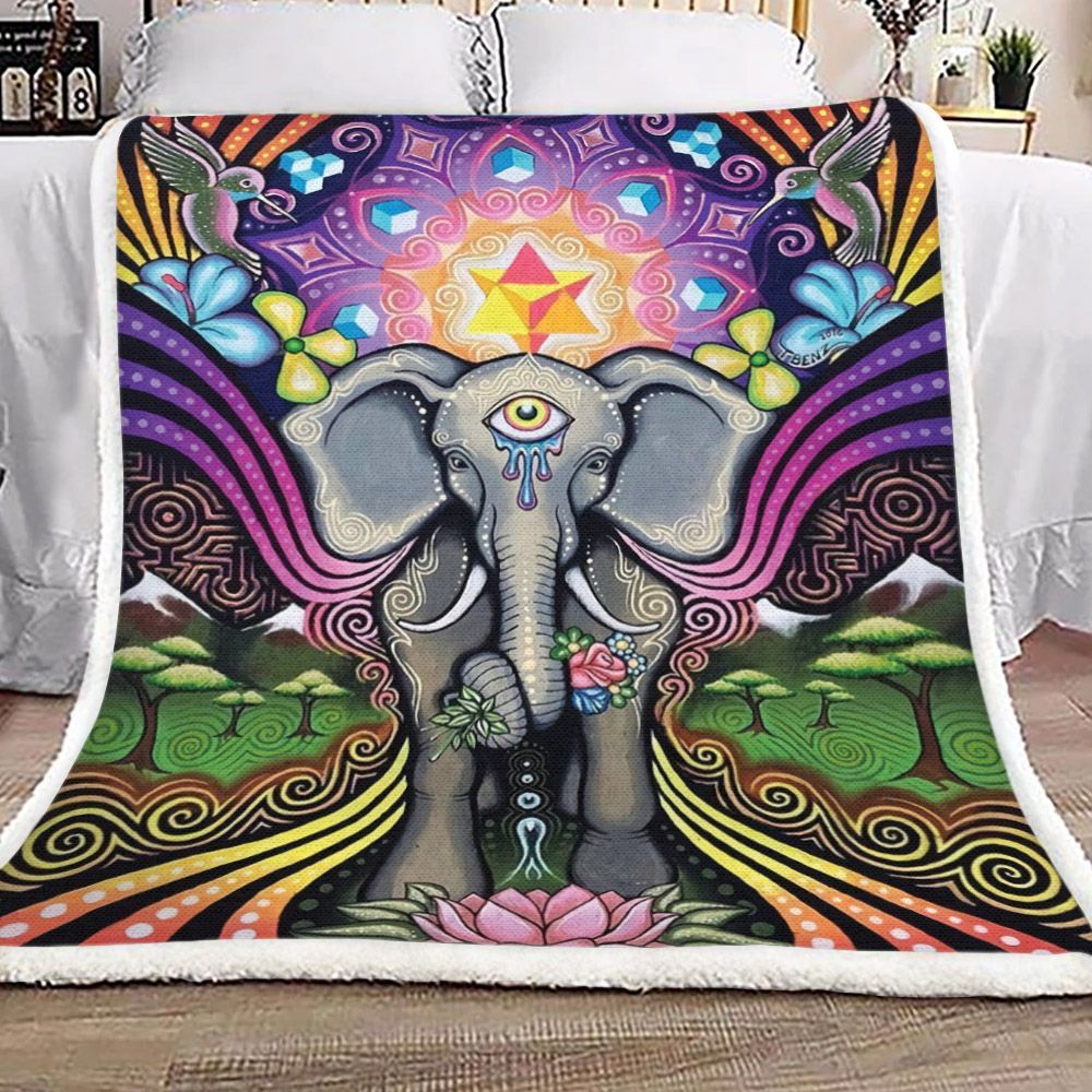 Elephant Sherpa Fleece Blanket