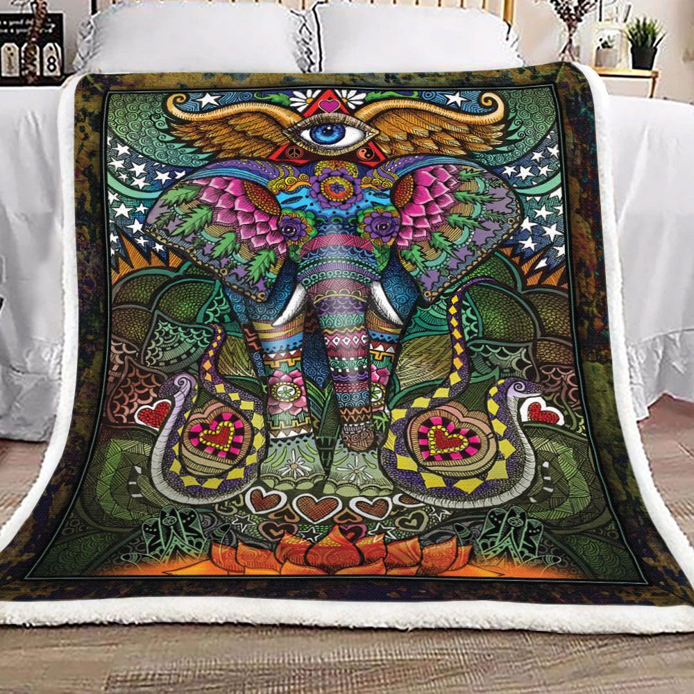 Elephant Sherpa Fleece Blanket