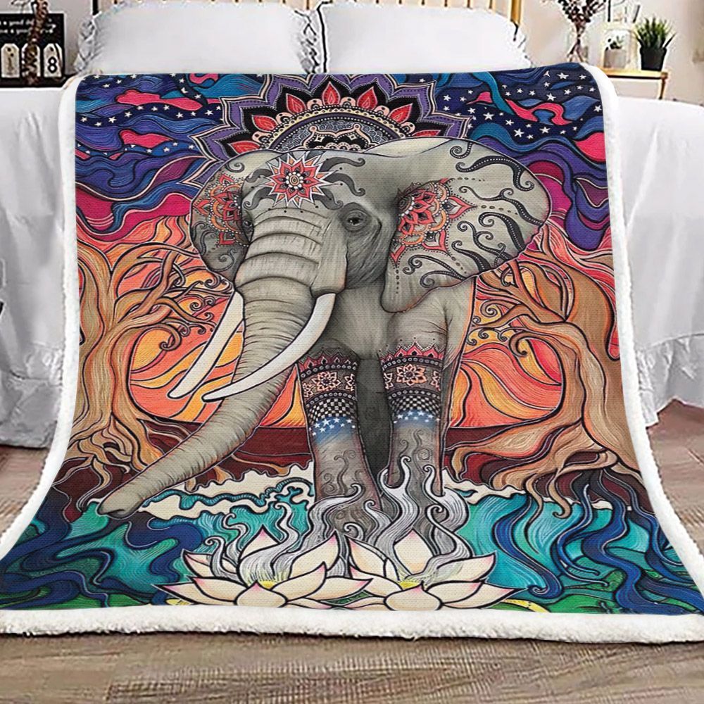 Elephant Sherpa Fleece Blanket