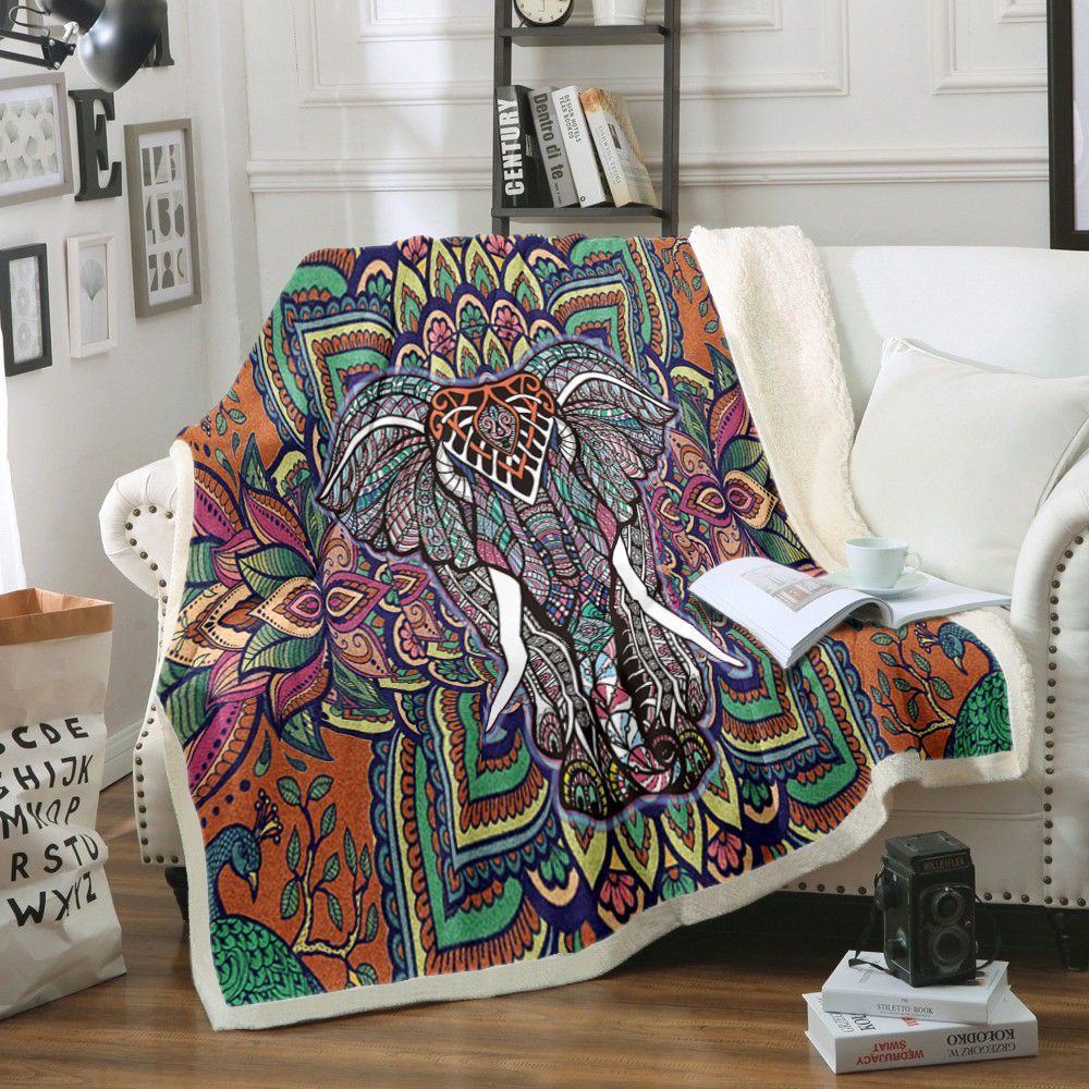Elephant Sherpa Fleece Blanket