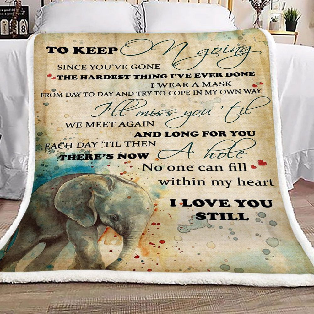 Elephant To Keep On Going Sherpa Fleece Blanket