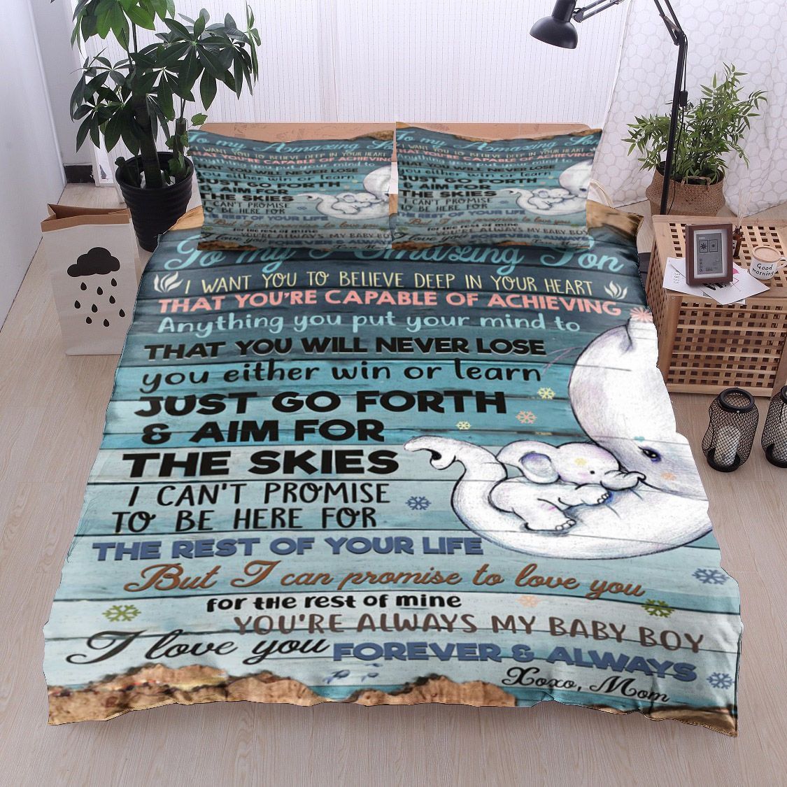 Elephant To My Amazing Son Mom Bedding Set